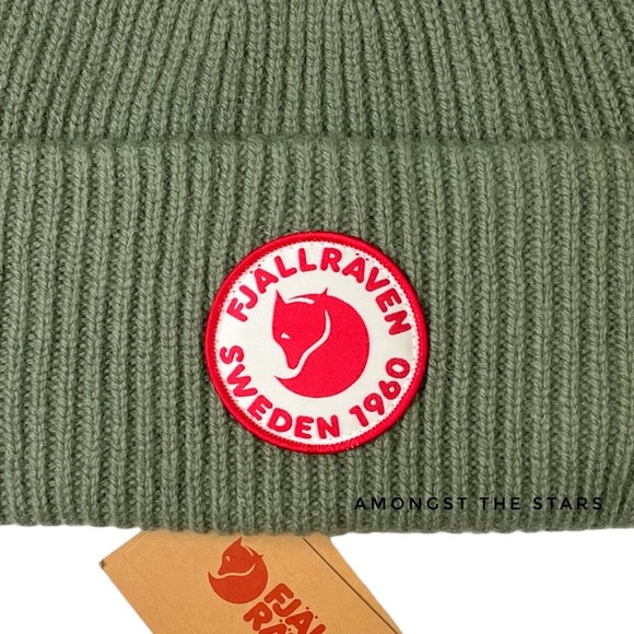 Fjallraven 1960 Logo Wool Caper Olive Green Beanie Hat - Picture 2 of 11